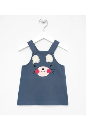 Teddy Boom Vestido Infantil Salopete Estampa de Bichinho - Tam 0 a 18 meses
