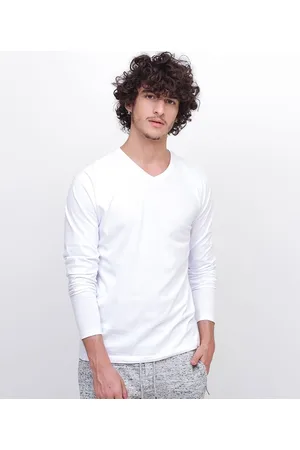 Blue Steel Camiseta Básica Manga Longa com Gola V