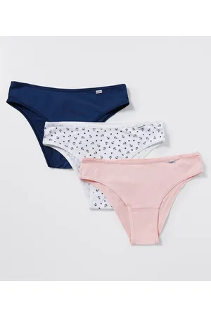 DelRio Kit com 3 Calcinhas Biquíni em Microfibra Estampada e Lisas