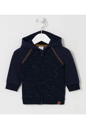Teddy Boom Casaco Infantil em Moletom com Capuz e Costura Contrastante - Tam 0 a 18 meses
