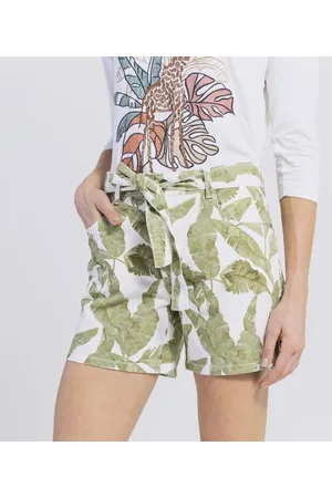 Marfinno Short Boyfriend em Sarja Estampado com Folhas