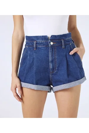 Blue Steel Short Jeans Clochard com Pregas