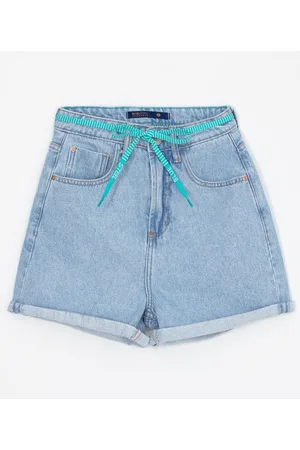 Blue Steel Short Jeans Mom com Cinto de Cordão