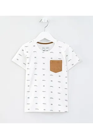 Póim (1 a 5 anos) Camiseta Infantil Estampada com Bolso Fake Suede - Tam 1 a 4 anos