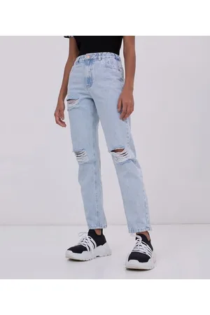 Blue Steel Calça Mom Jeans com Puídos
