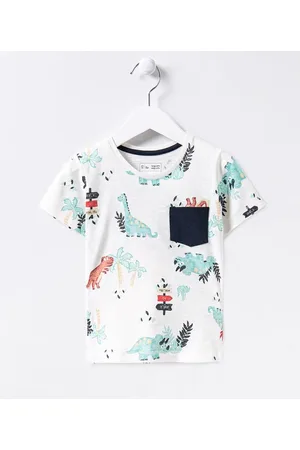 Póim (1 a 5 anos) Camiseta Infantil Estampa Dinos - Tam 1 a 4 anos