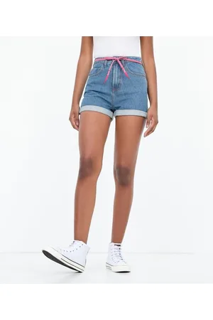 Blue Steel Short Jeans Mom com Cinto de Cordão