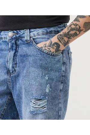 Blue Steel Bermuda Slim em Jeans com Puídos