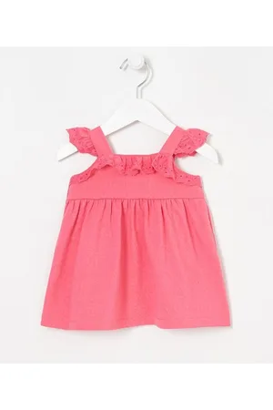 Teddy Boom Vestido Infantil Franzido com Babadinhos - Tam 0 a 18 meses
