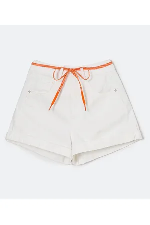 Blue Steel Short Mom em Sarja com Cordão Laranja