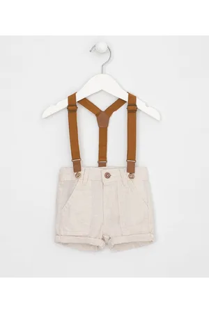 Teddy Boom Bermuda Infantil com Suspensório Linho - Tam 0 a 18 meses