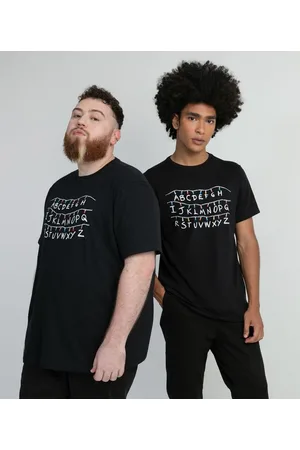 Stranger Things Camiseta Manga Curta com Estampa Fosforescente