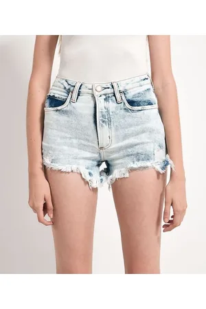 Blue Steel Short Hotpants Jeans com Barra Desfiada
