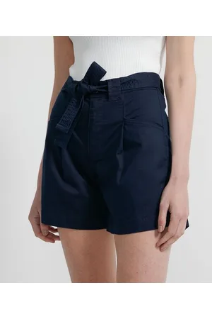 Marfinno Short Longo em Sarja com Cinto Faixa e Cós Elástico