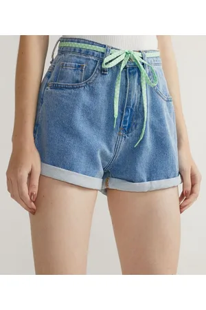 Blue Steel Short Mom Básico Jeans com Cinto de Cordão