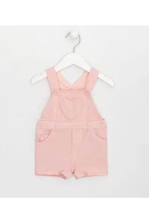 Teddy Boom Jardineira Infantil Lisa com Bolso Coração - Tam 0 a 18 meses