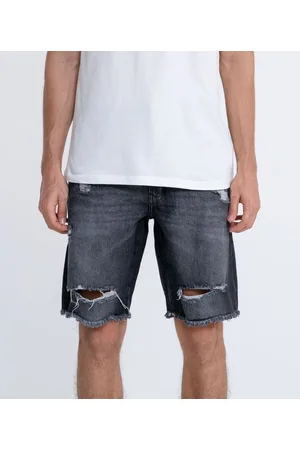 Blue Steel Bermuda Jeans Slim Com Rasgos