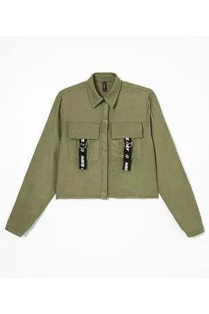 Blue Steel Camisa Manga Longa com Bolsos Frontais e Fitas