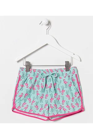 Fuzarka Short Infantil Estampa Flamingo - Tam 5 a 14 anos
