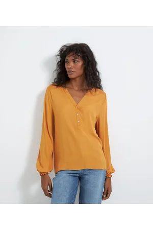 Marfinno Blusa Manga Longa em Viscose com Botões