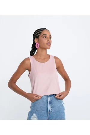 Blue Steel Blusa Regata em Suede com Decote Redondo e Alça Larga