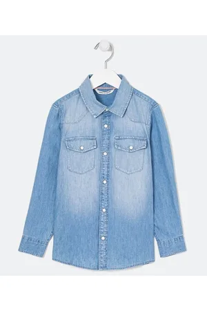 Fuzarka Camisa Infantil Jeans Lisa - Tam 5 a 14 anos