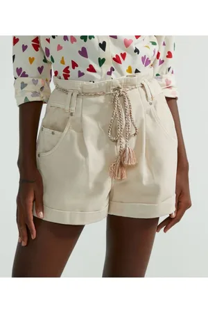 Blue Steel Short Mom em Sarja Lisa com Cordão na Cintura