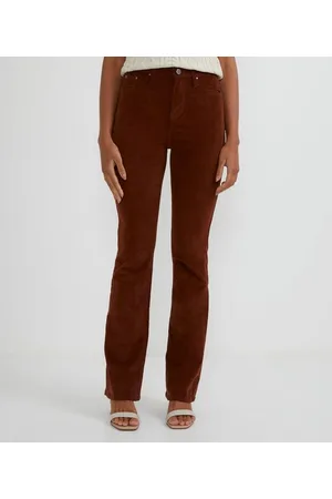 Marfinno Calça Bootcut em Veludo com Cintura Alta sem Estampa