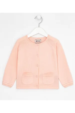 Póim (1 a 5 anos) Cardigan Infantil Liso com Bolsinhos - Tam 1 a 5 anos