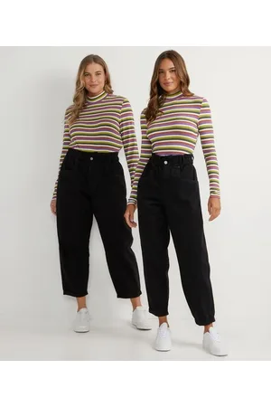 Blue Steel Calça Baggy em Sarja com Cós Elástico e Barra Dobrada
