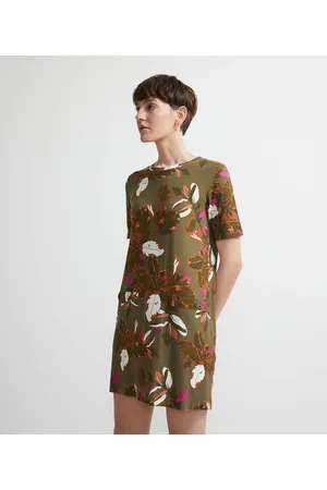 Marfinno Vestido Curto em Viscose com Estampa de Folhagem