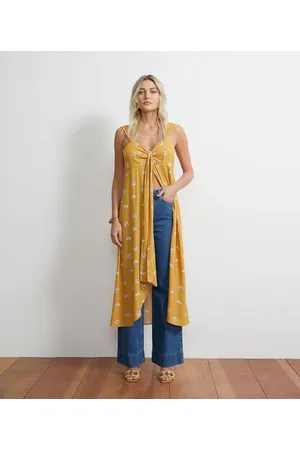 ATELIER Blusa Túnica em Crepe Estampa Floral com Amarração