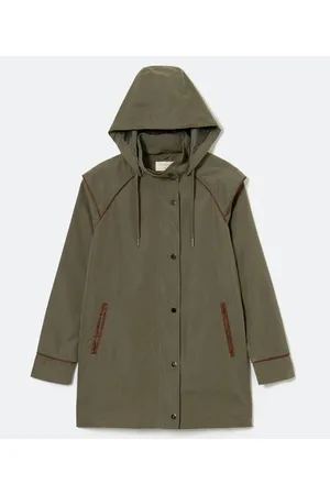 Marfinno Jaqueta Parka com Capuz e Detalhes Contrastantes