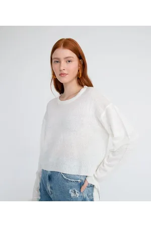 Blue Steel Blusa Manga Longa em Tricô com Amarração nas Mangas