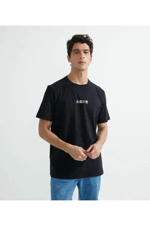 Blue Steel Camiseta Manga Curta Meia Malha Estampa Ideograma