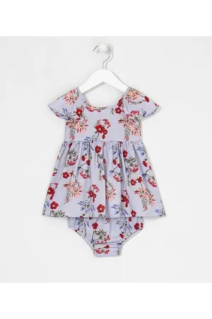 Teddy Boom Vestido Infantil com Calcinha Estampa Floral - Tam 0 a 18 meses