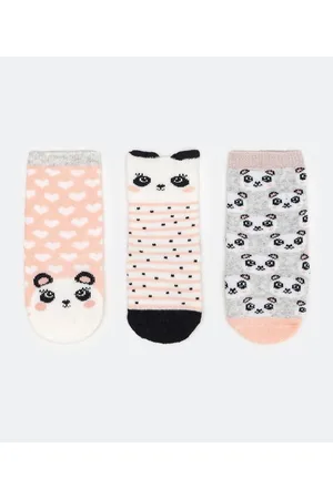Teddy Boom Kit 3 Meias Infantil Atoalhada Estampa de Panda - Tam 0 a 12 meses