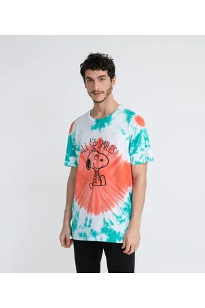 Snoopy Camiseta Manga Curta Tie Dye Estampa