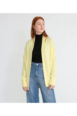 Blue Steel Cardigan Alongado em Tricô com Ribana no Punho