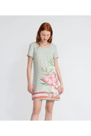 Blue Steel Vestido Curto em Viscose com Estampa Floral