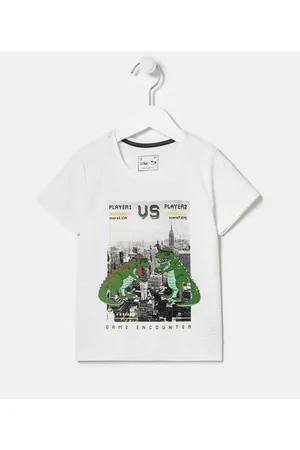 Póim (1 a 5 anos) Camiseta Infantil Estampa Dinossauros Gamers - Tam 1 a 5 anos