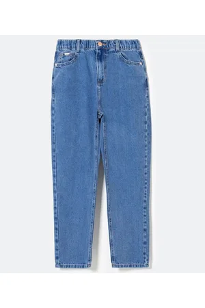 Blue Steel Calça Mom Jeans com Elástico na Cintura