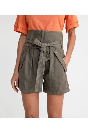 Marfinno Short Clochard em Sarja com Cinto Faixa e Bolsos Diferenciados