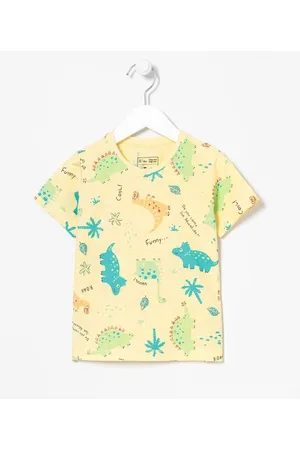 Póim (1 a 5 anos) Camiseta Infantil Estampada Dinossauros - Tam1 a 5