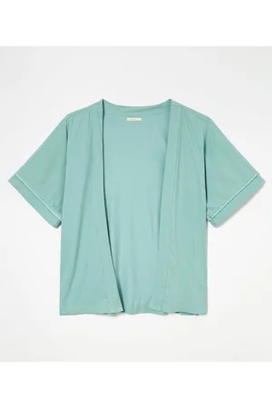 Marfinno Kimono Curto em Algodão Sem Estampa