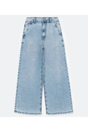 Marfinno Calça Jeans Cintura Alta Wide Leg