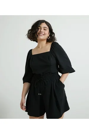 Ashua Curve e Plus Size Blusa Manga 3/4 em Crepe com Lastex nas Costas Curve & Plus Size