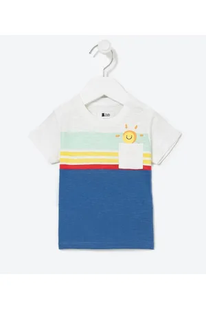 Teddy Boom Camiseta Infantil Estampa de Sol e Bolsinho - Tam 0 a 18 meses