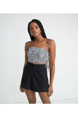 Blue Steel Blusa Super Cropped em Jacquard com Estampa Anima Print Cobra