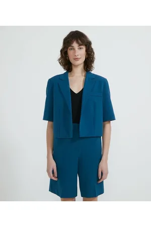 Cortelle Blazer Manga Curta Cropped Alfaiataria